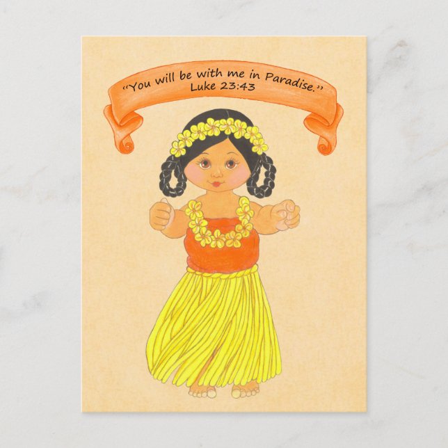 Seien Sie mit mir im Paradies~Scripture~print Postkarte (Vorderseite)