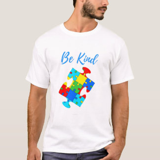 Seien Sie nett Autismus Bewusstsein farbiges Puzzl T-Shirt