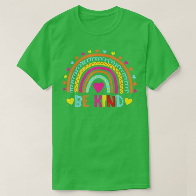 Seien Sie nett Rainbow Kindness Inspirational Girl T-Shirt (Design vorne)