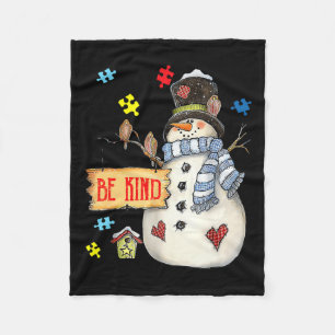 Seien Sie nett Snowman Puzzle Autismus Bewusstsein Fleecedecke
