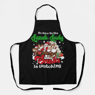 Seien Sie nett zu den Mittagessen, die Dame Santa Schürze