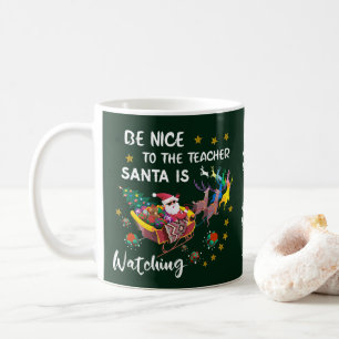 Seien Sie nett zum Lehrer Santa Watching personali Kaffeetasse