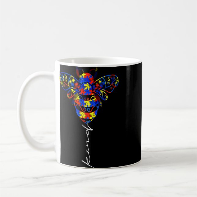 Seien Sie nette Autismus Bewusstsein Liebe Puzzle  Kaffeetasse (Links)