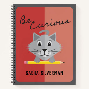 Seien Sie neugierig Silver Persian Kitty Shaded Ro Notizbuch