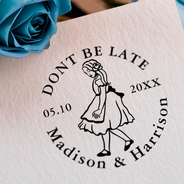 Seien Sie nicht spät in der Alice im Wunderland, d Permastempel (Don't Be Late Alice In Wonderland Save Our Date Self-inking Stamp)