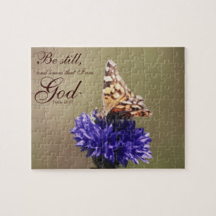 Seien Sie noch Psalm-46:10 Schmetterlings-Blume Puzzle