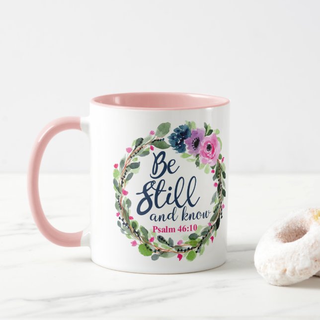 Seien Sie noch und kennen Sie rosa Tasse (Mit Donut)