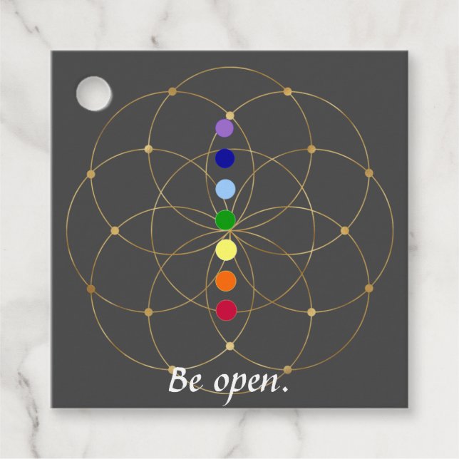 Seien Sie offen Chakra & Samen des Lebens Geschenkanhänger (Vorderseite)