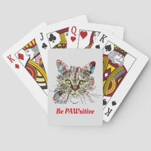 Seien Sie PAWsitive, lustige Katze Zitat Spielkarten