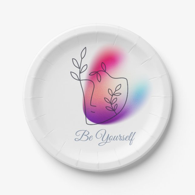 Seien Sie selbst" Design 7" Rundpapier-Platte Pappteller (Vorderseite)