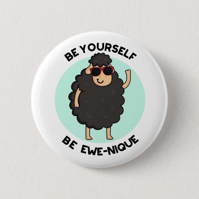 Seien Sie selbst Ewenique Funny Sheep Pub Button (Vorderseite)