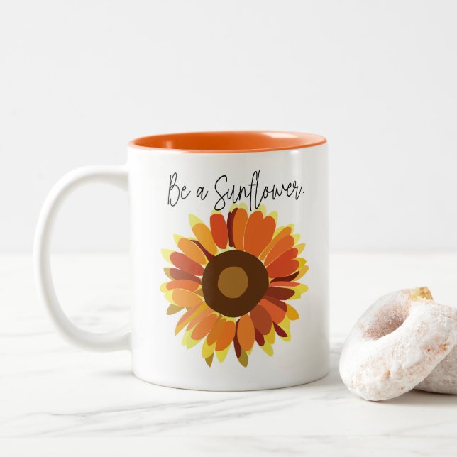 Seien Sie Sonnenblume Zweifarbige Tasse (Mit Donut)