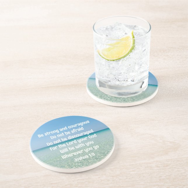 Seien Sie stark inspirierender Bibel Verse Beach Getränkeuntersetzer (Seite)