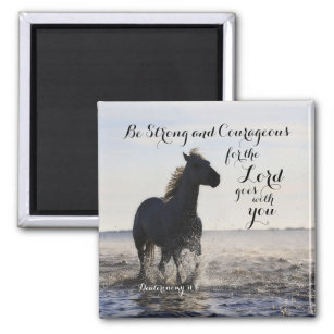 Seien Sie stark und mutig Bibelverse Deut 31 Pferd Magnet