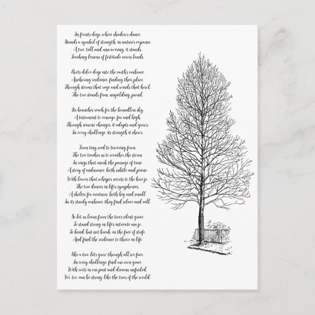 Seien Sie stark wie Baumkunst und Gedicht Postkarte (Vorderseite)