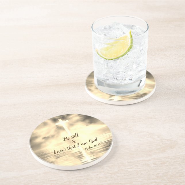 Seien Sie still und wissen Sie, dass ich Gott bin  Getränkeuntersetzer (Seite)