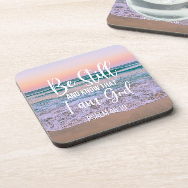 Seien Sie still und wissen Sie, dass ich Gott bin Getränkeuntersetzer (Linke Seite)