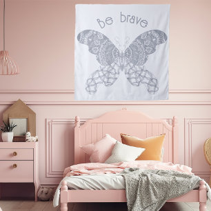 Seien Sie tapfer Blue Boho Butterfly Wandteppich
