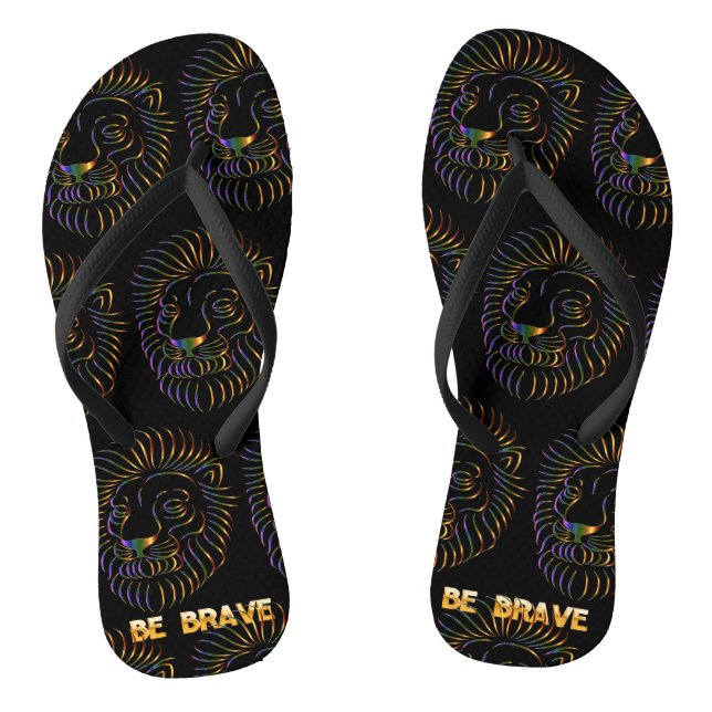 Seien Sie tapfer Gold Lion Head Flip Flops (Fußbett)