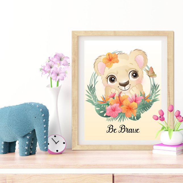 Seien Sie tapfer, tierischer Kinderzimmer Fotodruck (Be Brave Animal Nursery Wall Art)