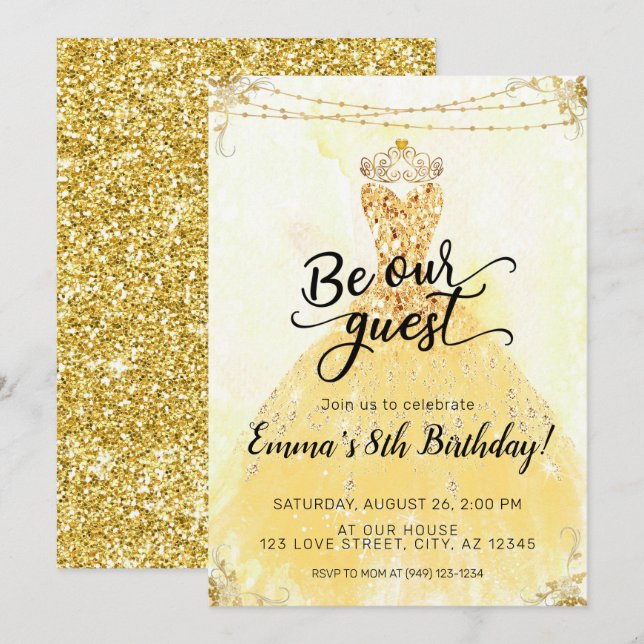 Seien Sie unser Gast Birthday Einladung (Vorne/Hinten)