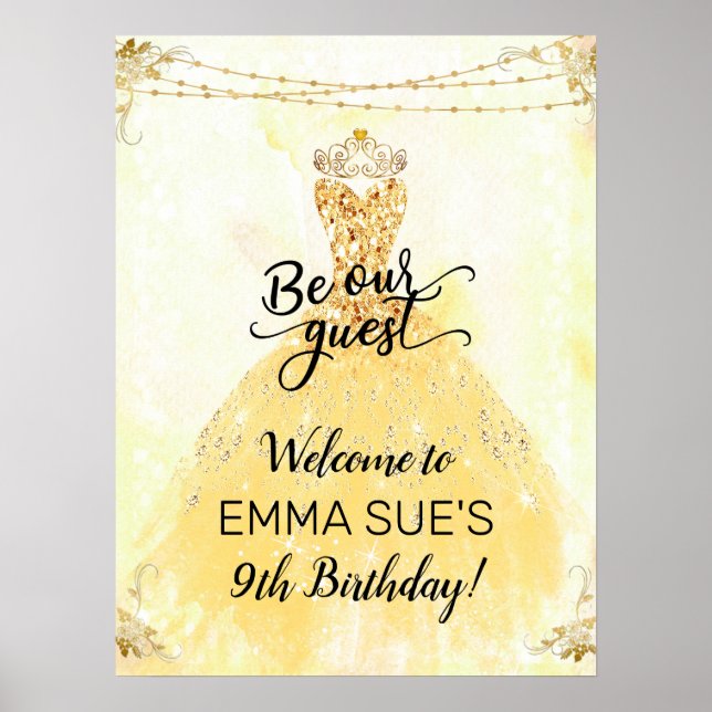 Seien Sie unser Gast Princess Birthday Welcome Sig Poster (Vorne)