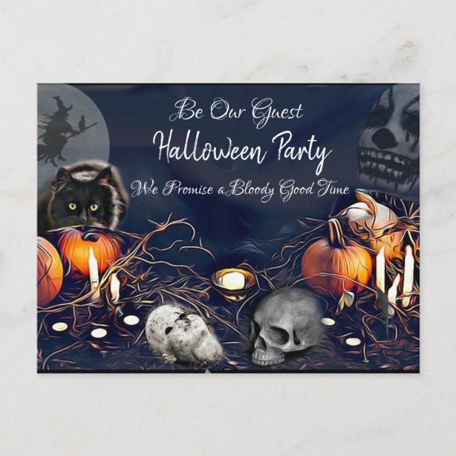 Seien Sie unser Gast, Spooky Halloween-Party Einla Postkarte (Vorderseite)