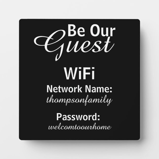 Seien Sie unser Gast WiFi Password Signage für Zuh Fotoplatte (Vorderseite)