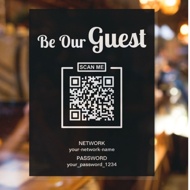 Seien Sie unser Gast Wifi Passwort QR Code Schwarz Poster (Von Creator hochgeladen)