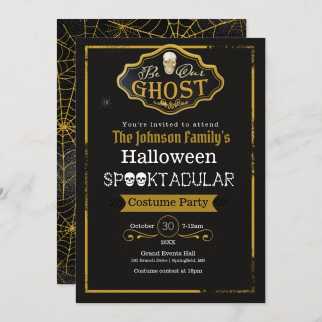 Seien Sie unser Geist Black & Gold Kostüme Party E Karte (Vorne/Hinten)