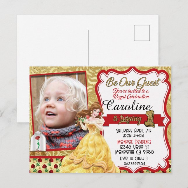 Seien Sie unsere Gastprinzessin First Birthday Ein Einladungspostkarte (Vorne/Hinten)