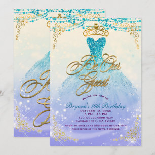 Seien Sie unsere Princess Aqua Lila Sweet 16 Party Einladung