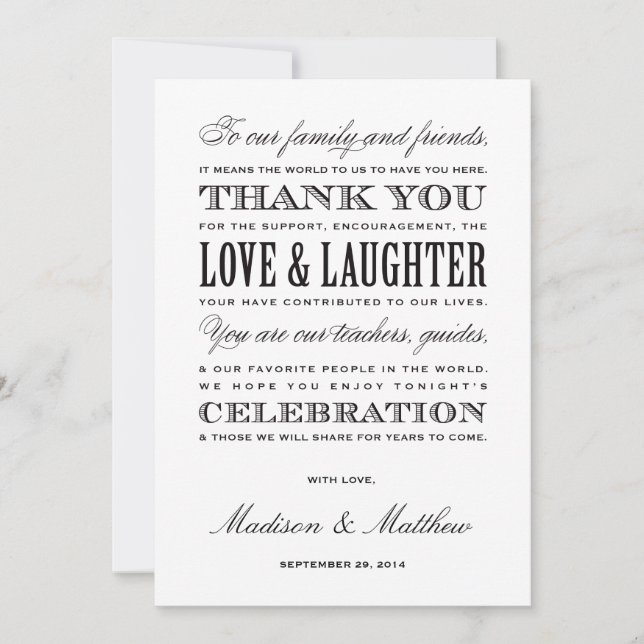 Seien Sie verheirateter | Empfang danken Ihnen Dankeskarte (Vorderseite)