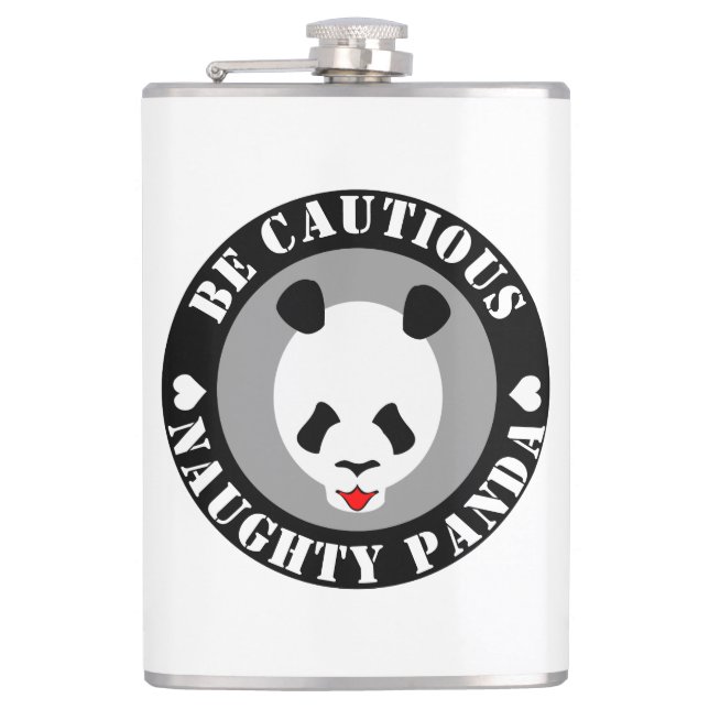 Seien Sie vorsichtig Naught Panda Flachmann (Vorderseite)