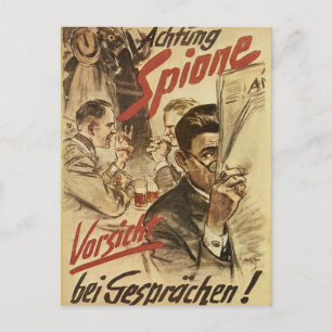 Seien Sie vorsichtig - Spionageposter Postkarte
