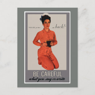 Seien Sie vorsichtig, was Sie sagen und schreiben Postkarte