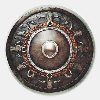 Seien Sie wie ein Wikingerschild, standhaft und un Runder Aufkleber