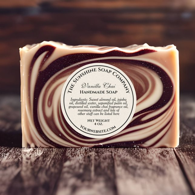 Seife im Beige-Papierstil, Badebomben für Kosmetik Runder Aufkleber (Von Creator hochgeladen)