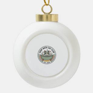 Seifenbad-Katze POD Vektorgrafik - Seifenbad-Katze Keramik Kugel-Ornament