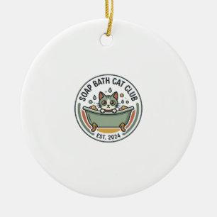 Seifenbad-Katze POD-Vektorgrafik - Seifenbad-Katze Keramik Ornament