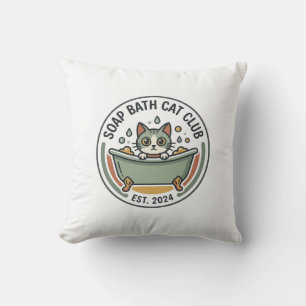 Seifenbad-Katze POD-Vektorgrafik - Seifenbad-Katze Kissen