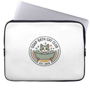 Seifenbad-Katze POD Vektorgrafik - Seifenbad-Katze Laptopschutzhülle