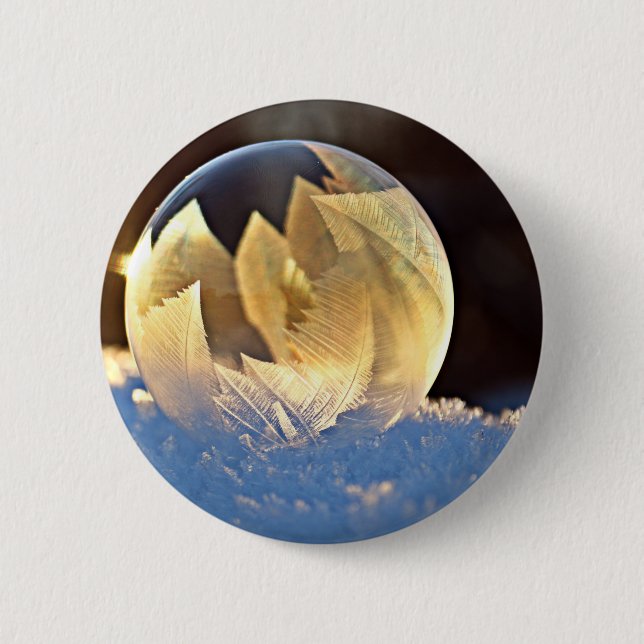 Seifenblase auf Schnee Button (Vorderseite)