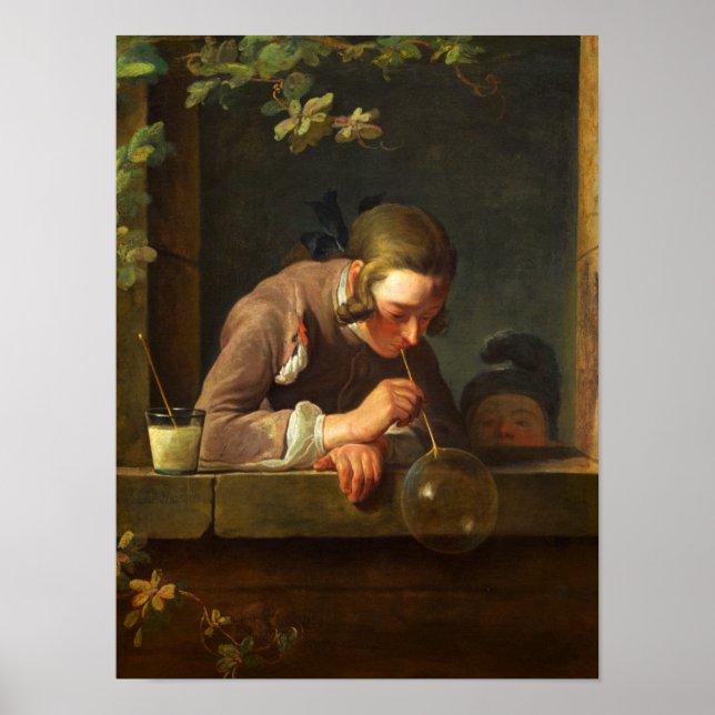 Seifenblasen, 1733-1734 von Jean Simeon Chardin Poster (Vorne)