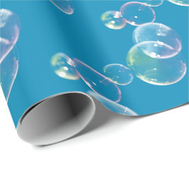 Seifenblasen auf blau geschenkpapier