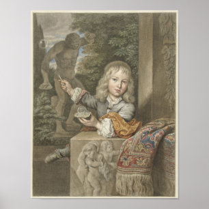 Seifenblasen blasender Junge Poster