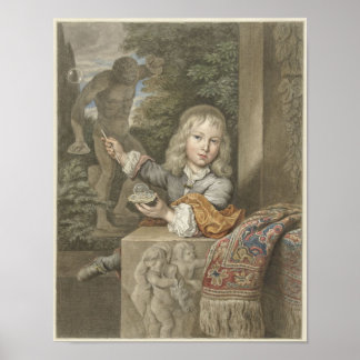 Seifenblasen blasender Junge Poster