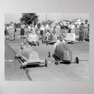 Seifenbox Derby, 1940. Vintages Foto Poster