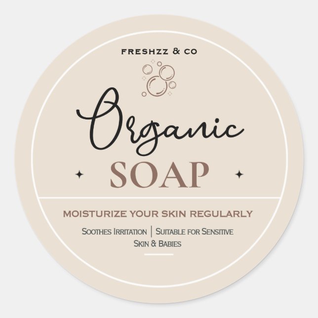 Seifenetiketten, Etiketten für Gläser, Logoetikett Runder Aufkleber (Vorderseite)