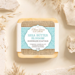 Seifenkennzeichnung   Seafoam   Burlap   Hautpfleg Quadratischer Aufkleber